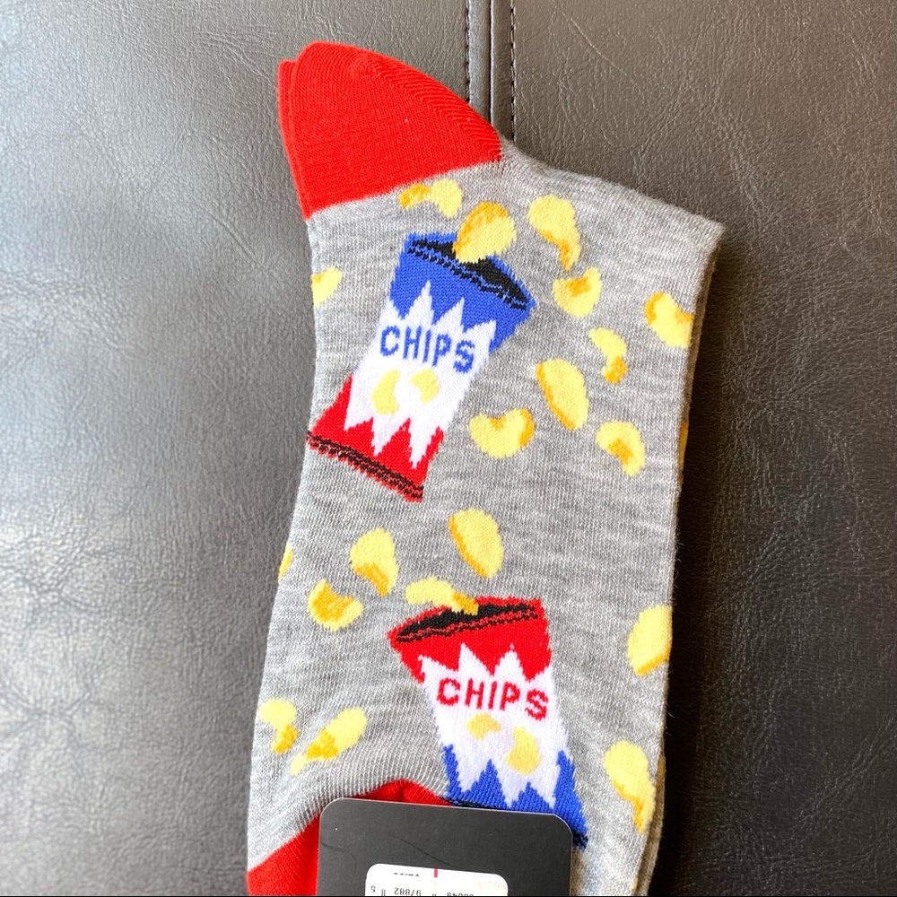 Potatoes Chips Pattern Gray Casual Socks by Davco